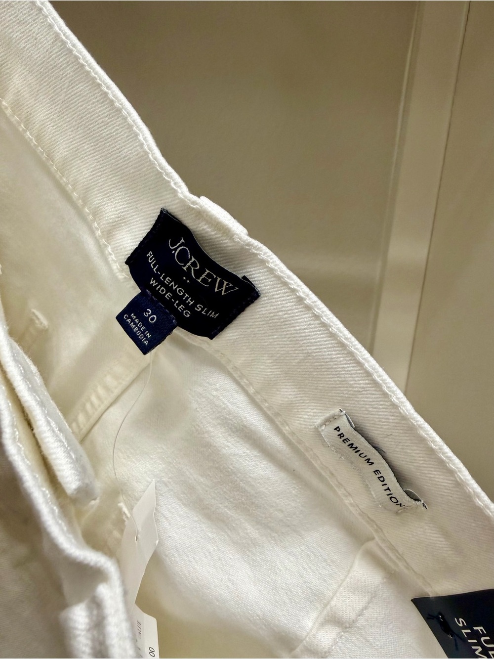 J. Crew White Straight-Leg Jeans with Gold Buttons - Picture 3 of 5